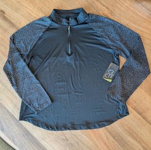 Emerald 18 Black Long Sleeve Quarter Zip Athletic Top